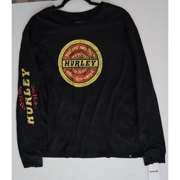 Hurley 3HL1640487 Juniors' Sz L Caviar Black Max Boyfriend Long Sleeve T-Shirt - Picture 8 of 9